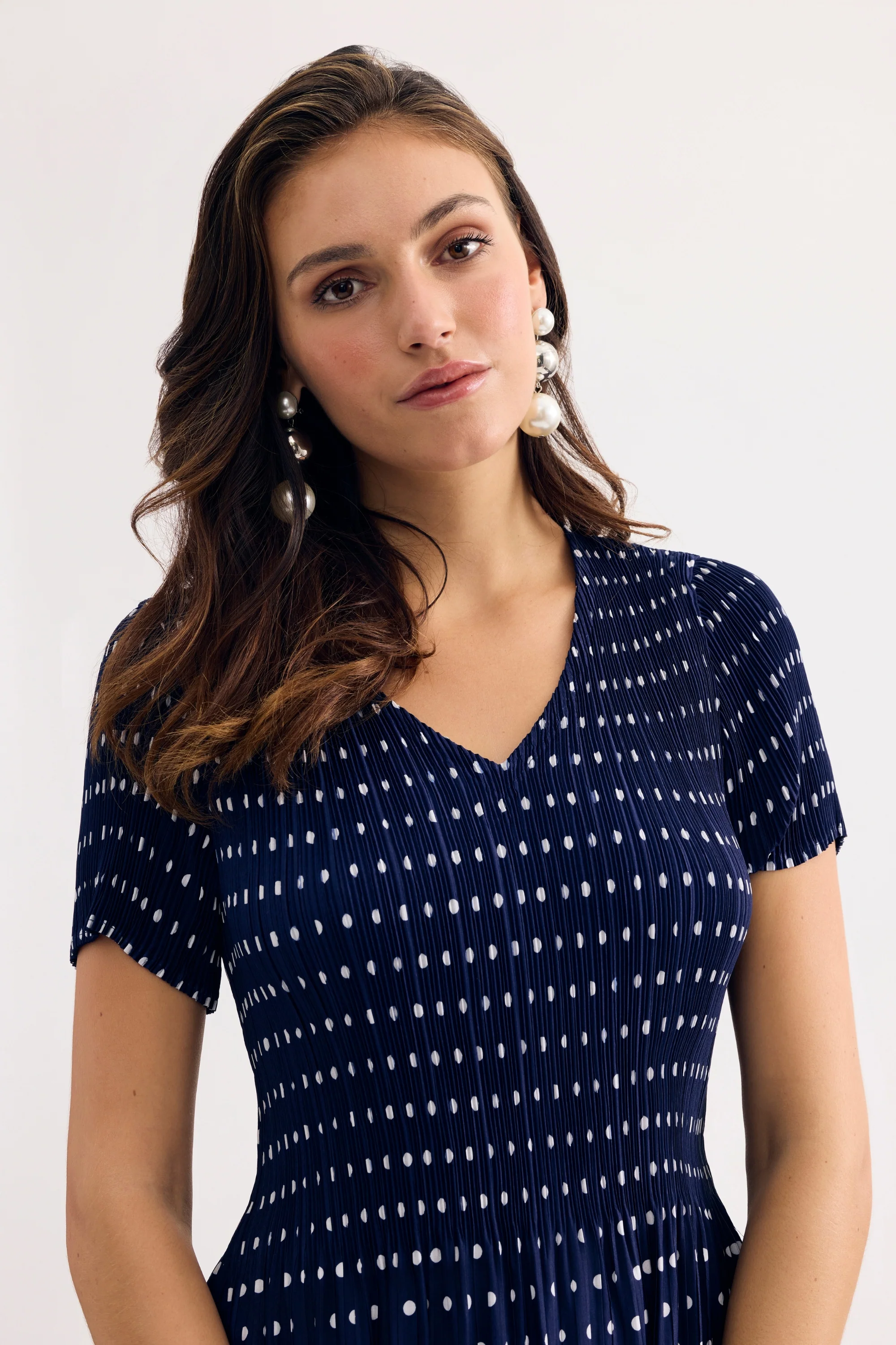 Robe midi fluide imprimé pois - Image 6