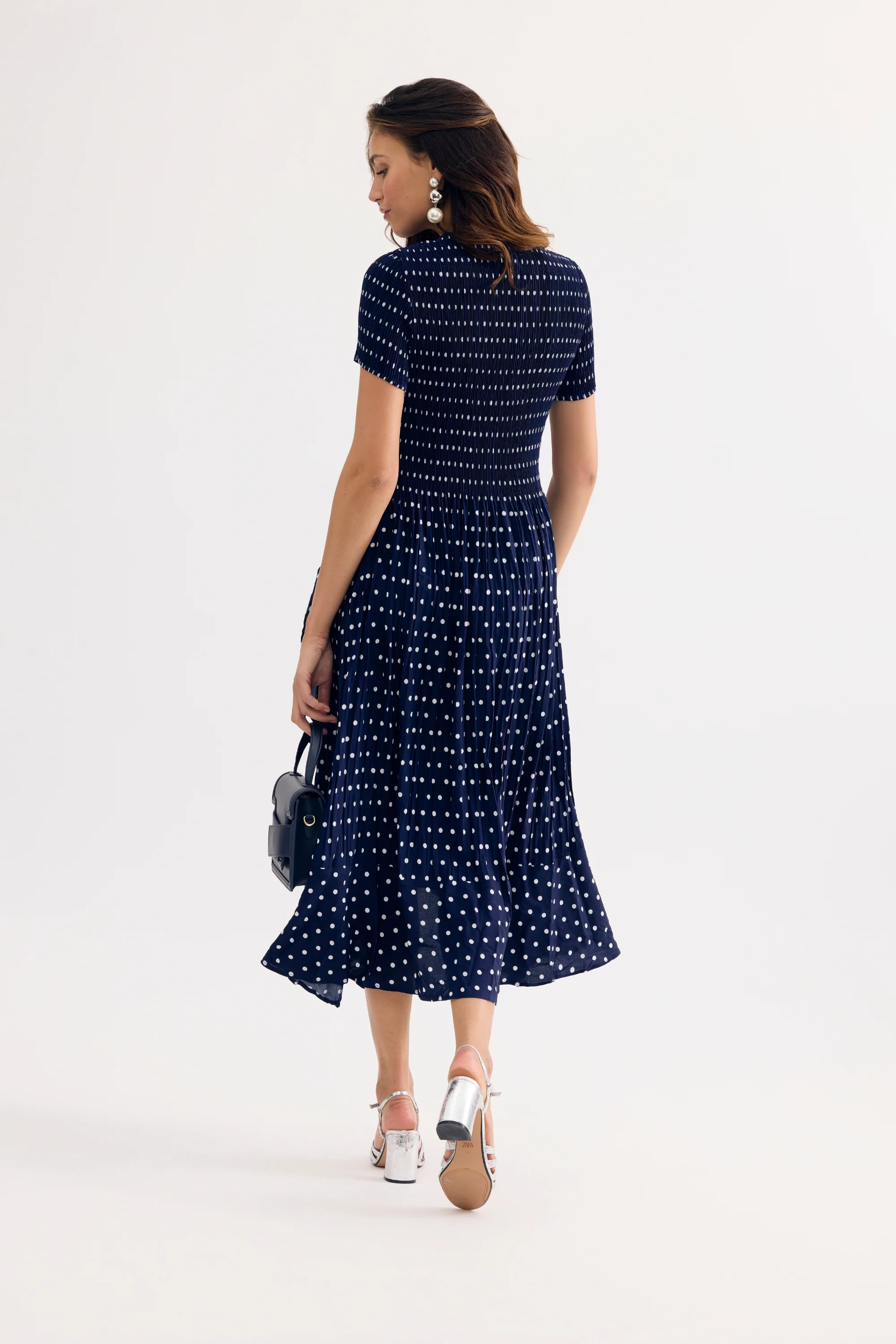 Robe midi fluide imprimé pois - Image 7