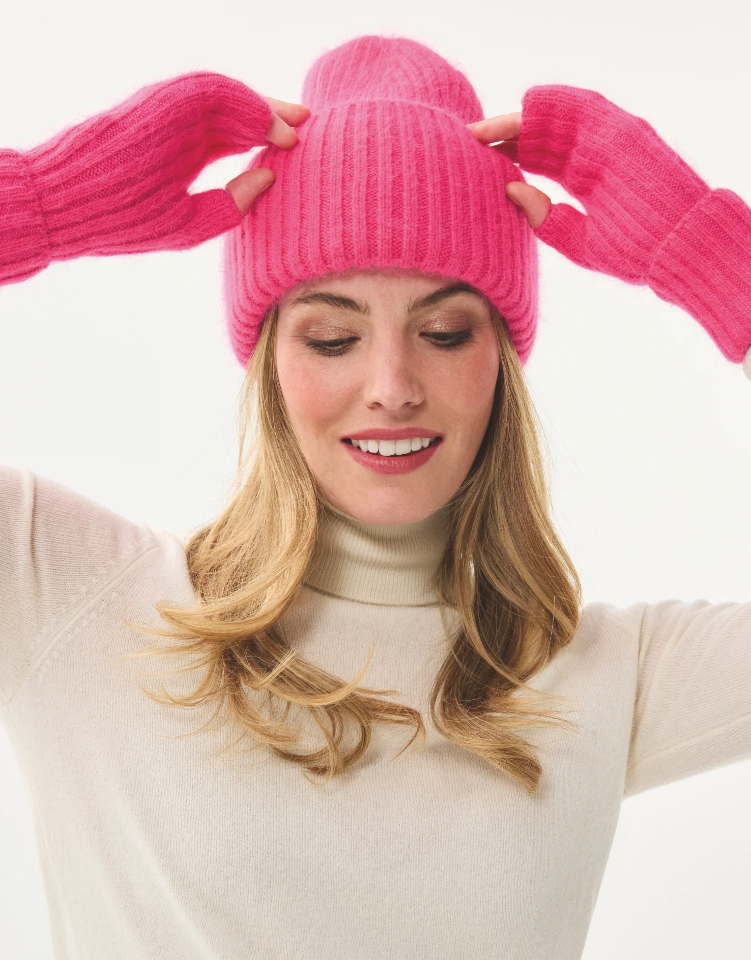 Set bonnet & gants fourrure de lapin - Image 3