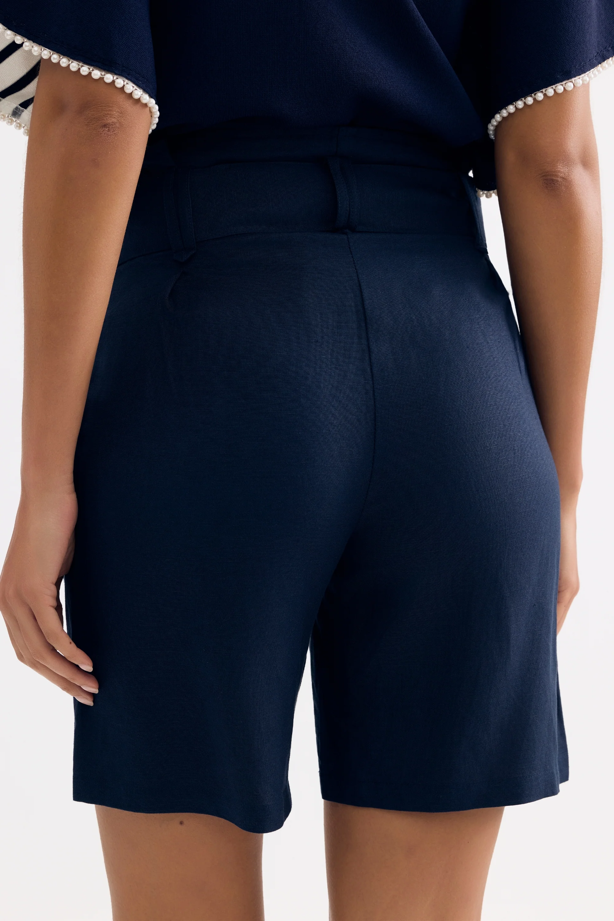 Short en lin ceinturé taille haute - Image 12