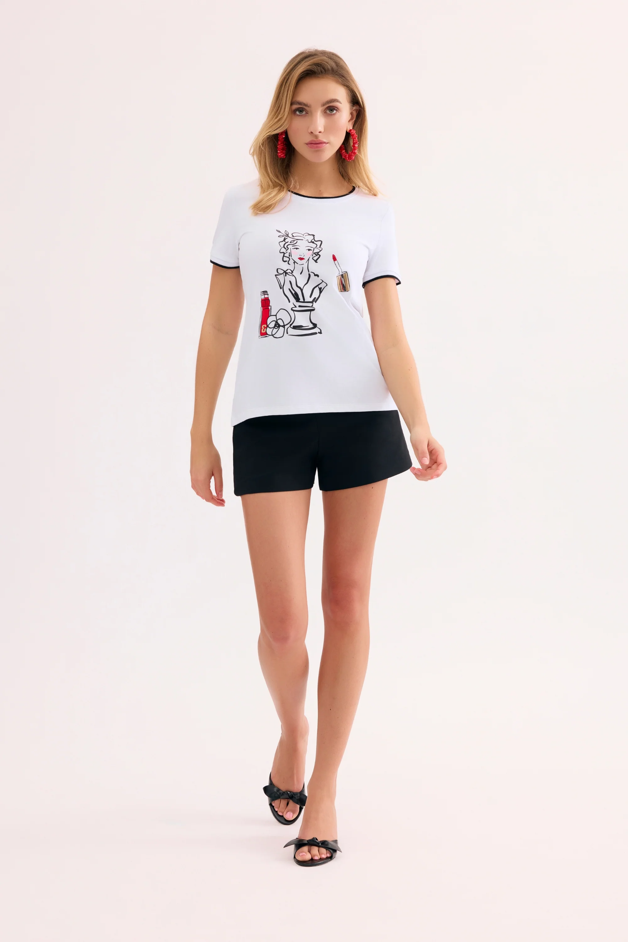 T-shirt imprimé visage artistique - Image 3