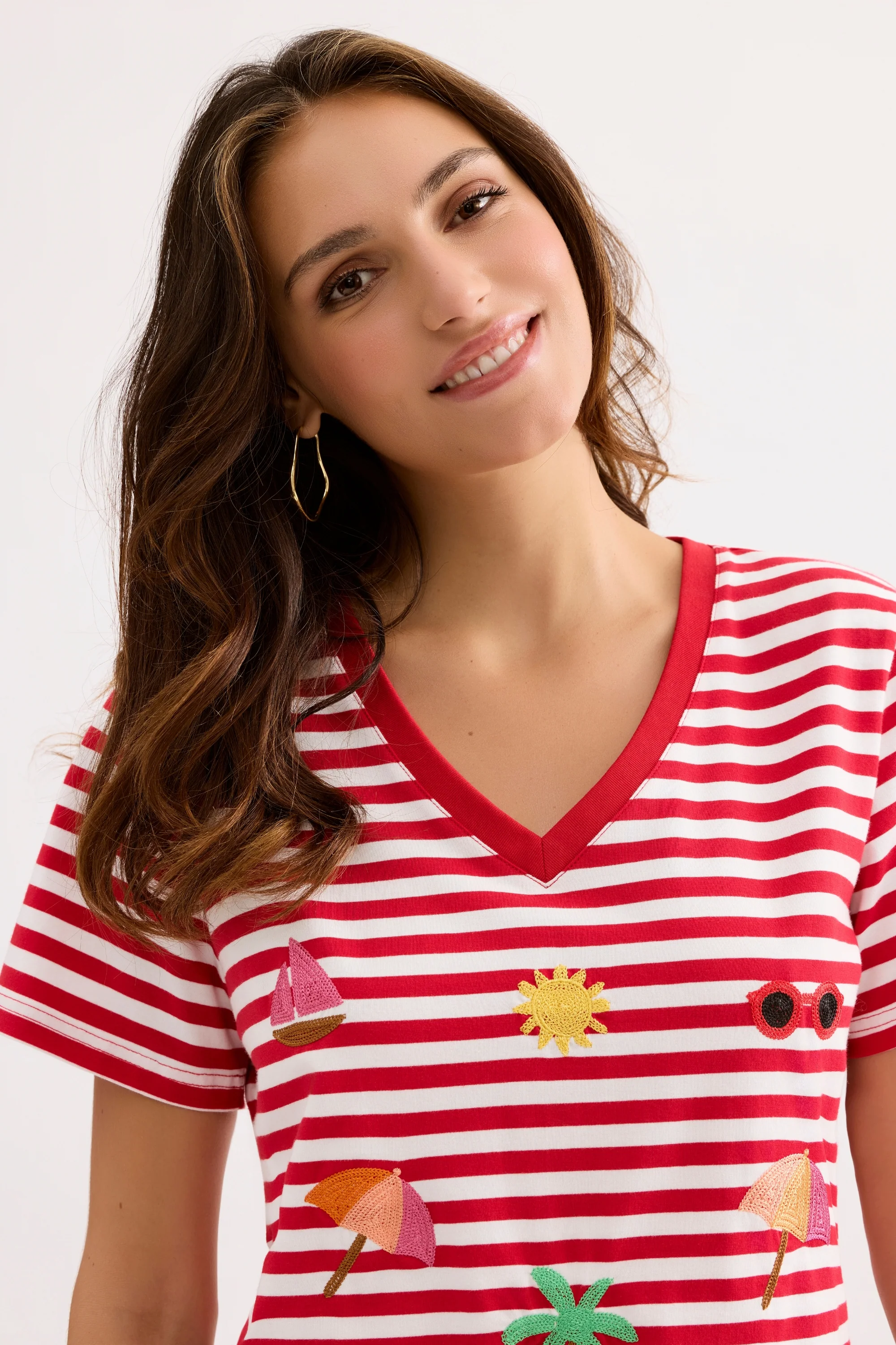 T-shirt marinière brodé esprit vacances - Image 2