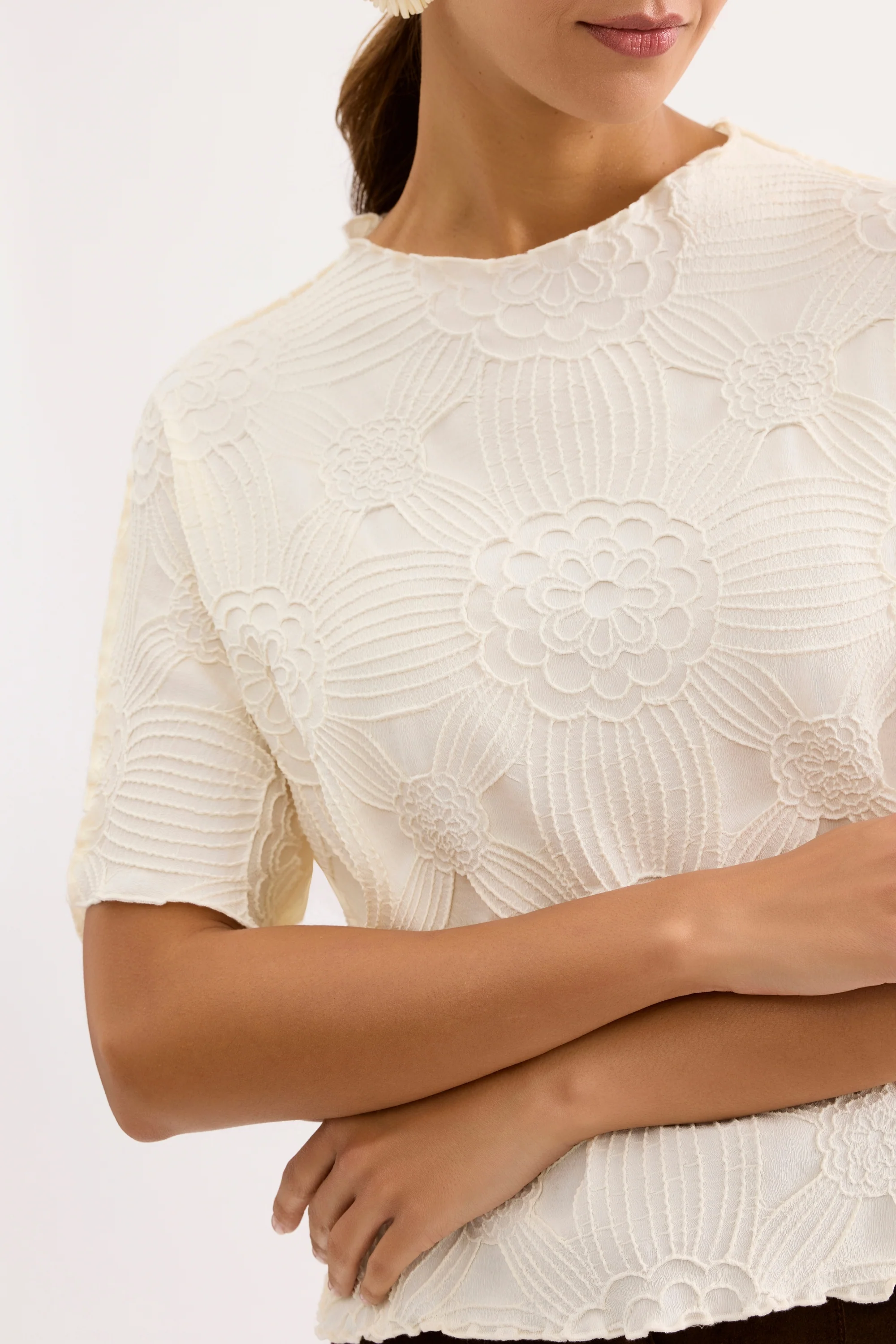 T-shirt texturé motif floral