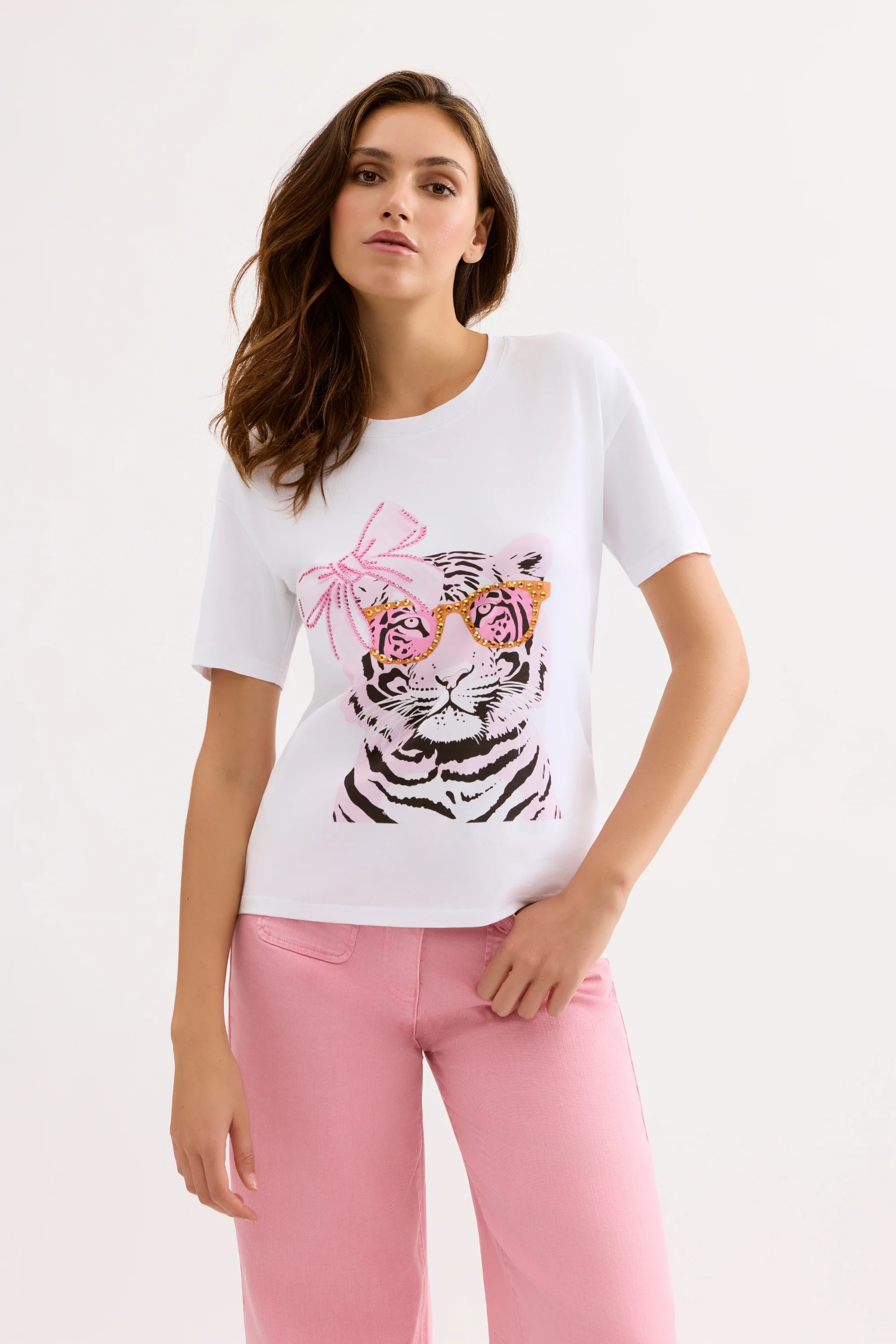 T-shirt tigre fantaisie à strass - Image 2