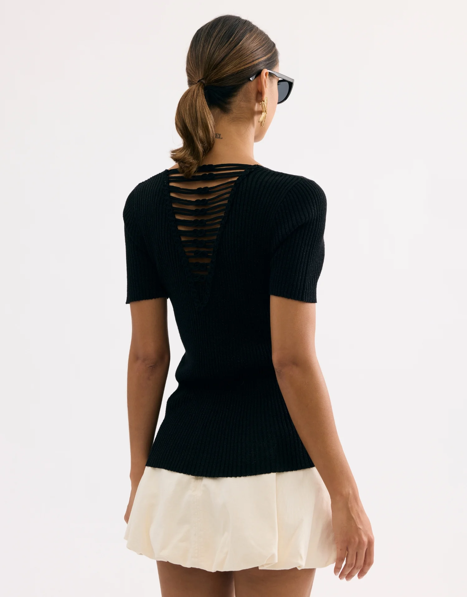 Top maille noir dos ajouré - Image 3