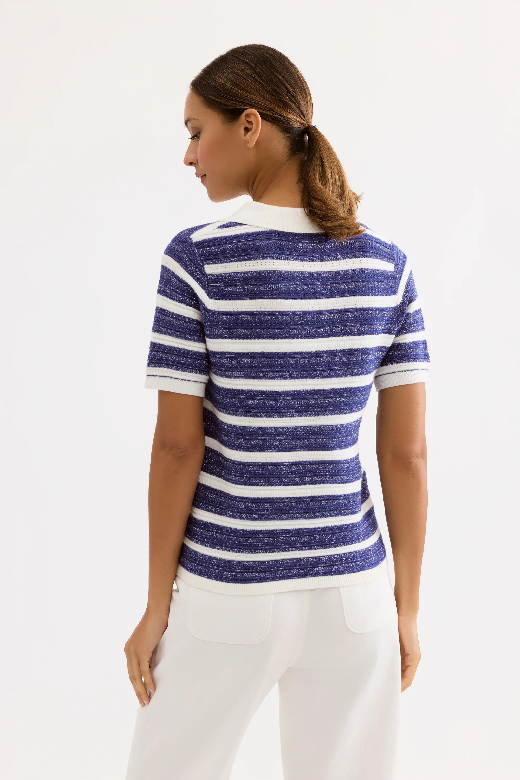 Top maille rayé col polo - Image 4