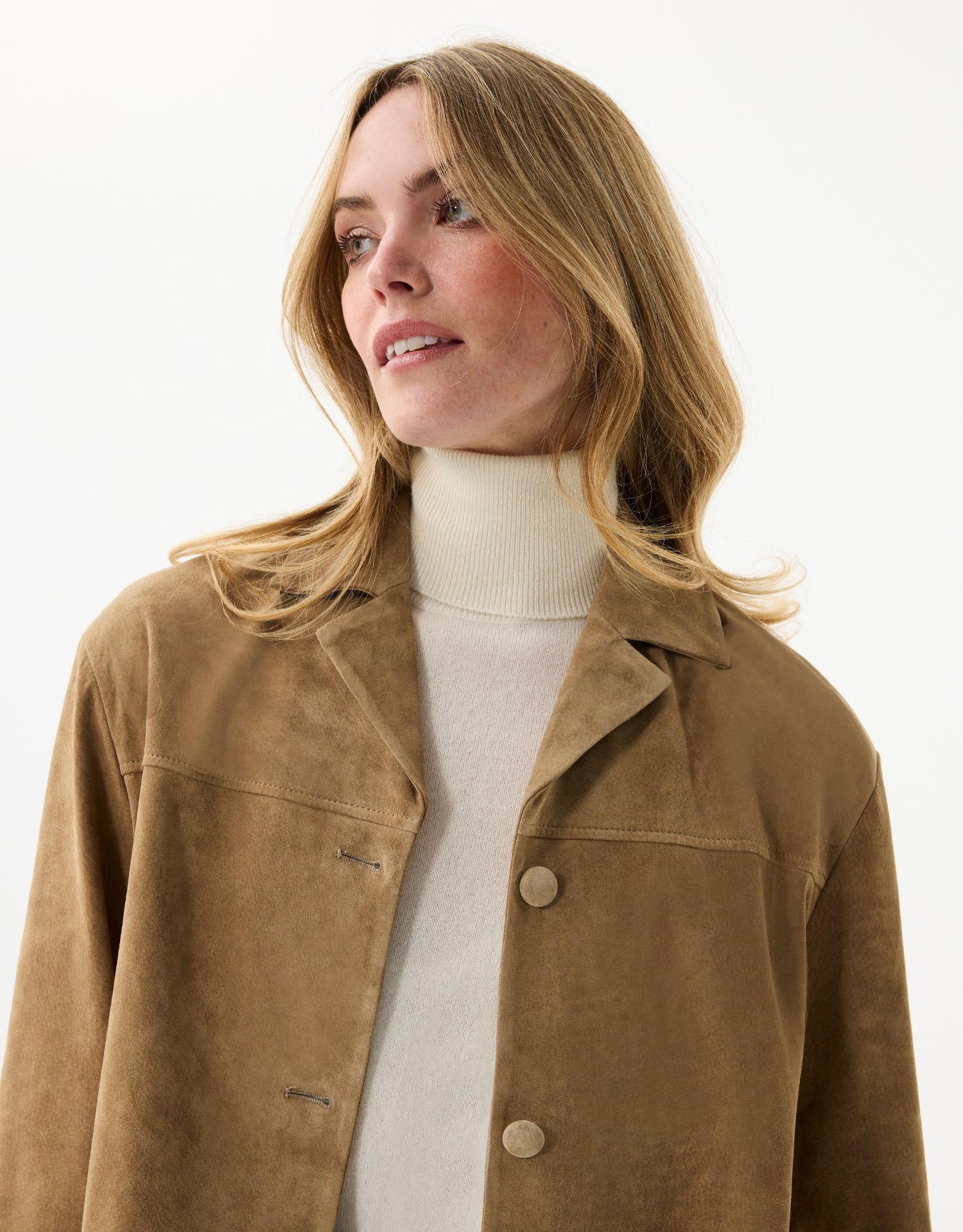 Veste en peau beige - Image 3