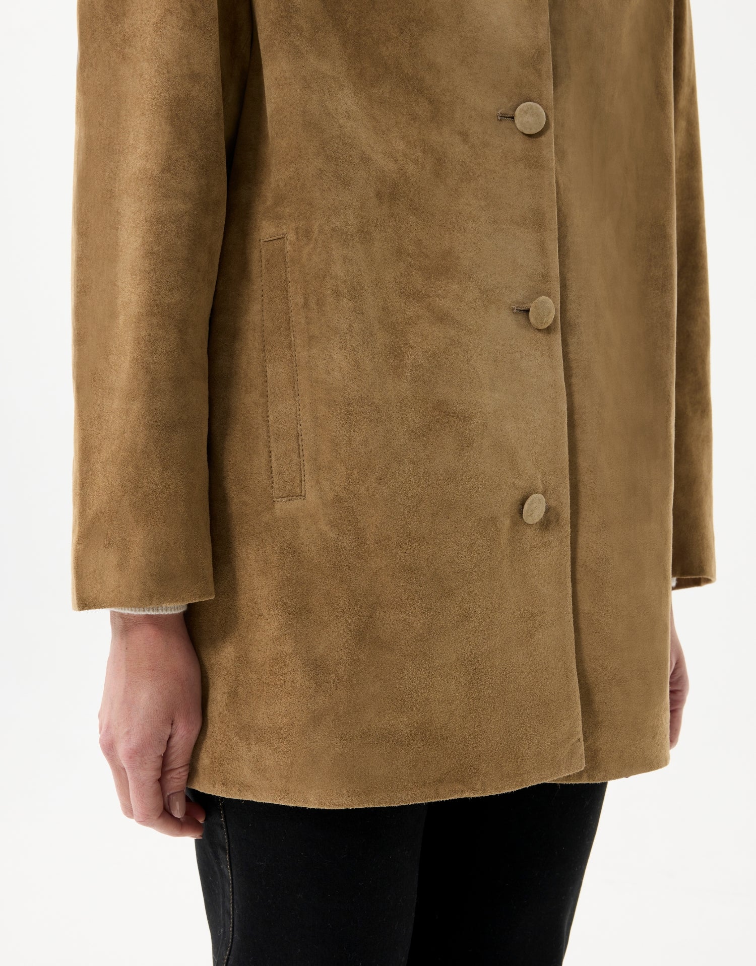 Veste en peau beige - Image 4